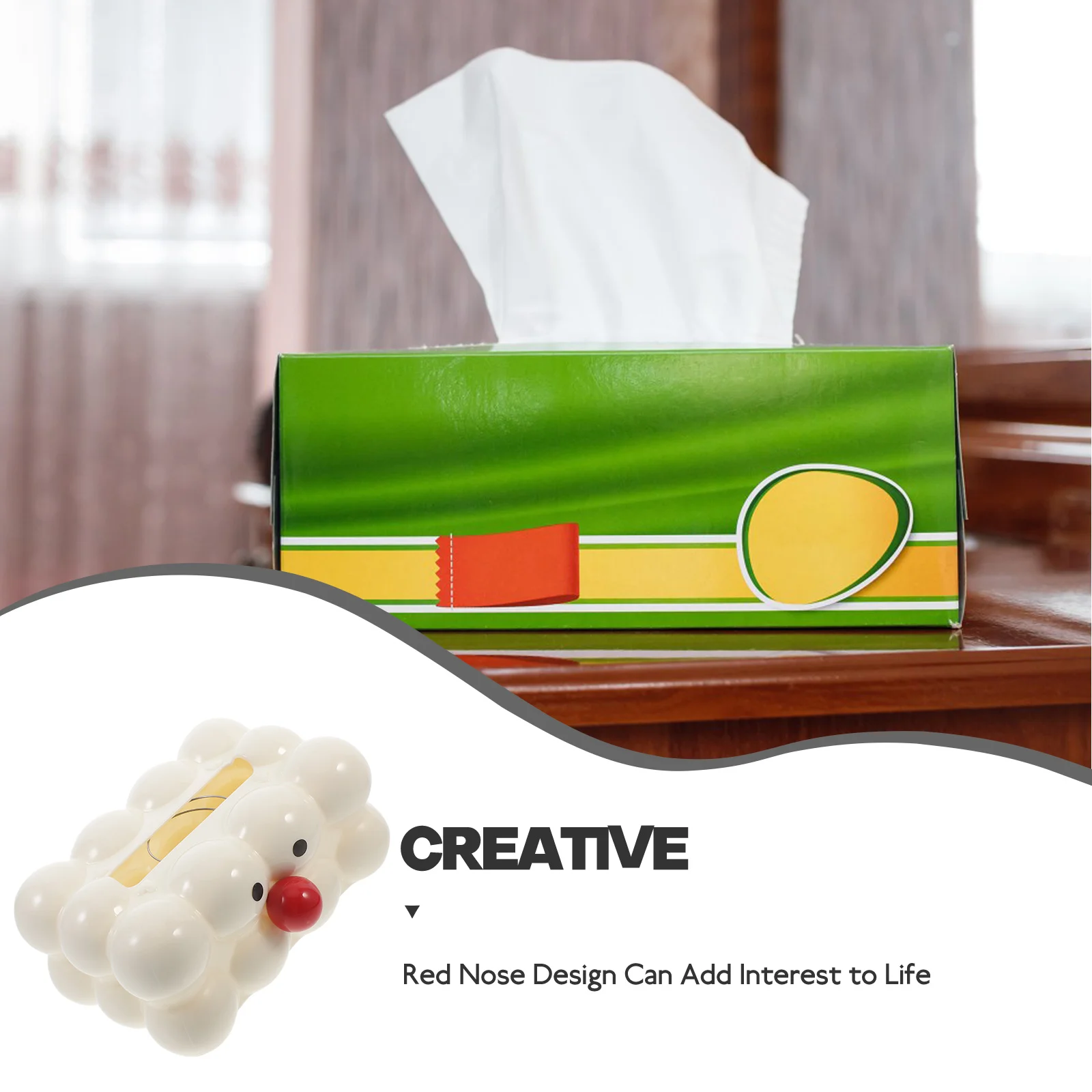 

Tissue Box Holder Large Capacity Cartoon Napkin Container Red Nose Paper Storage Box Home Office Decorative Pp Material Portable