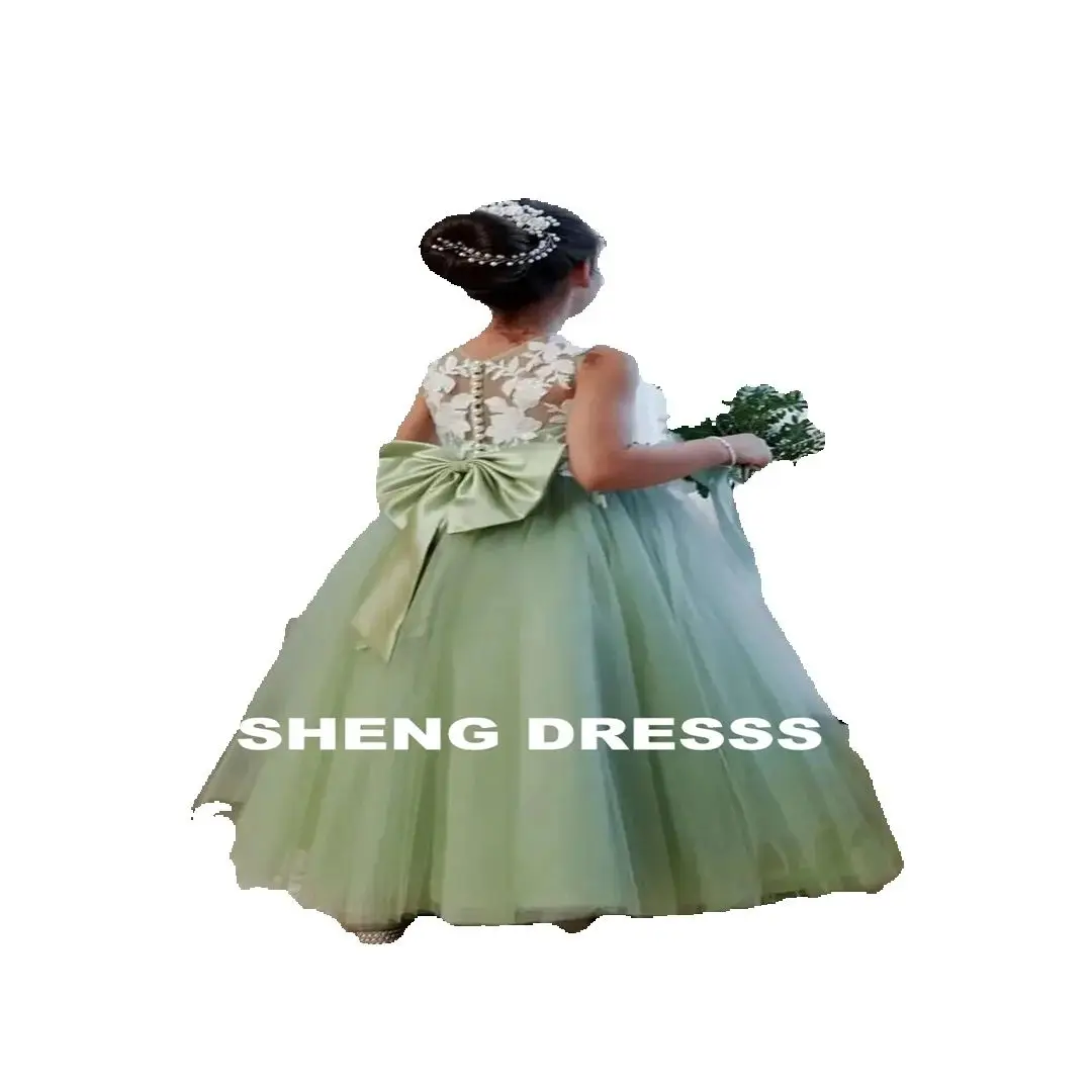 فستان فتاة الزهور من التول لوصيفة العروس وفساتين المناولة الأولى وحفلات الأميرة وفساتين الحفلات للفتيات