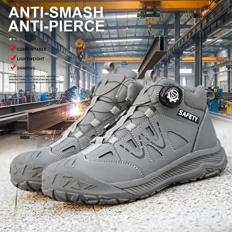unisex-mid‑top-easy‑on-rotary-knob-rubber-sole-protective-safety-shoes-anti‑smash-puncture‑proof-work-footwear