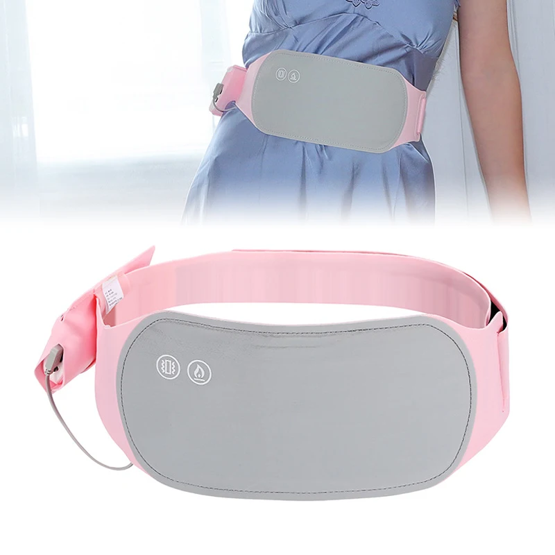 

USB Heated Belt Vibration Massage Warm Therapy Women Menstrual Heating Pad Portable Waist Lower Back Belt For Period Pain Relief