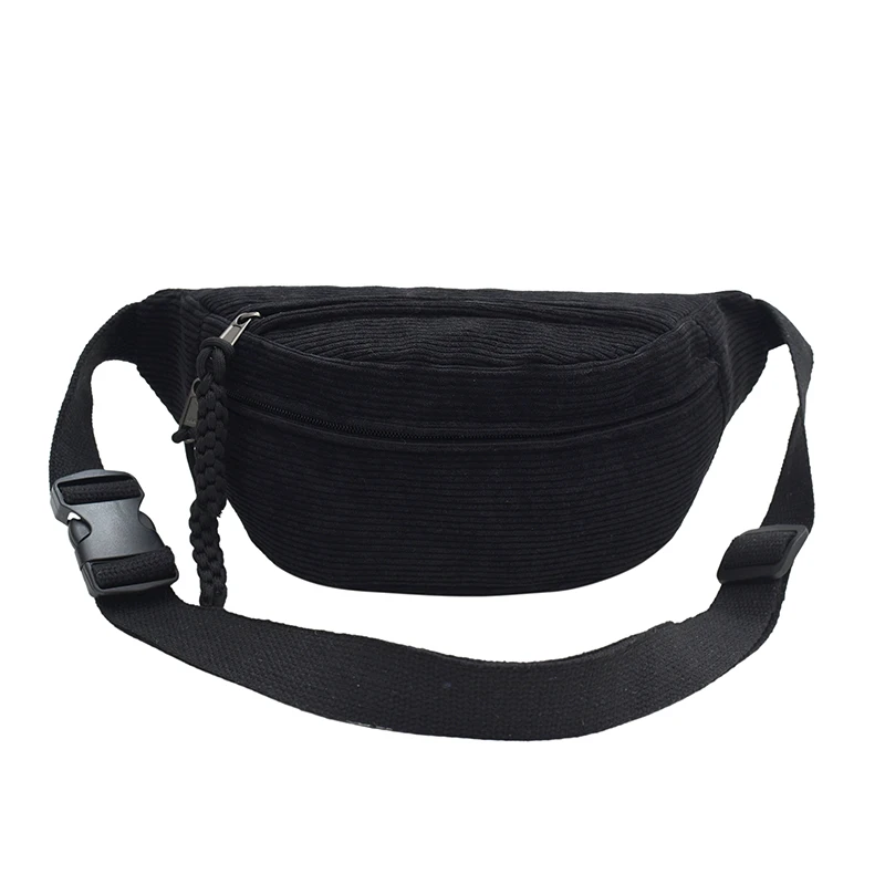 Women Waist Pack Large Capacity Corduroy Fanny Pack Street Style Chest Bag Fashion Shoulder Crossbody Bags Casual Waist Belt Bag