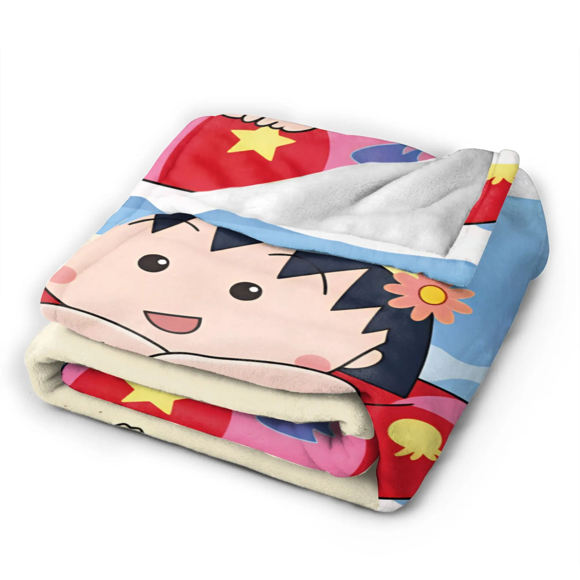 Chibi Maruko Chan Warm Comfy Blanket  Casual Plane Travel Throw Blanket Couch Bed Flannel Bedspread Sofa Bed Cover