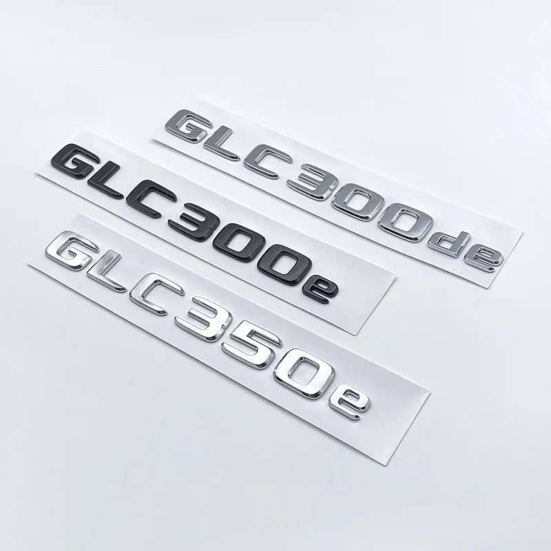 3D Chrome Black Letters GLC300de GLC300e GLC350e  GLC400e 4Matic Emblem for  GLC X253 Car Trunk Logo Sticker