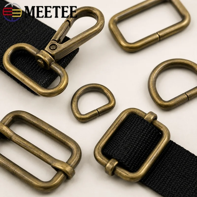 5/10Pcs 20-38mm Bronze Metal Bag Strap Hardware Lobster Clasp Tri-Glide Square Buckle D Ring Webbing Adjuster Repair Components