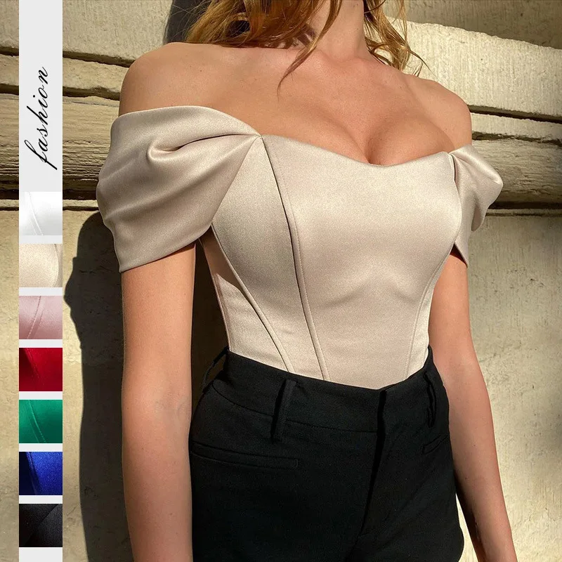 

2025 Summer New Fish Bone Waist Tube Top Women's Clothing One-word Shoulder Top Europe and America
