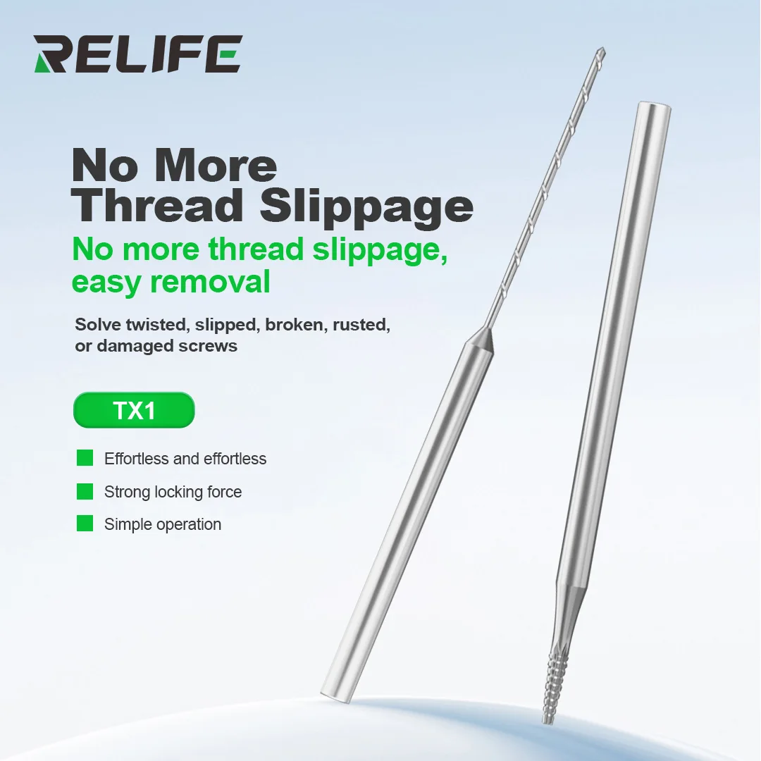 RELIFE TX1 Sliding Thread Screw Drill Bit Set Strong Locking Force No Thread Slippage Quick Removal Phone Repair Tool