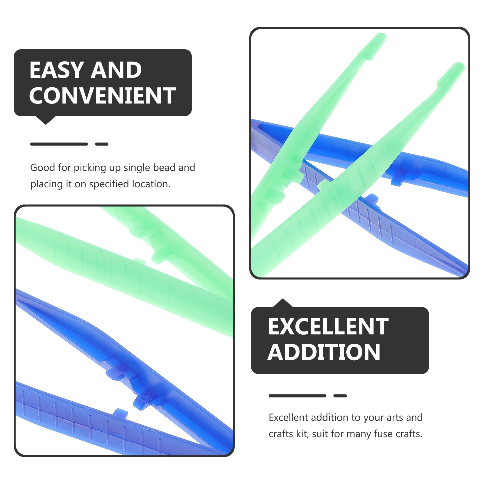 

10Pcs Plastic Tweezers High Quality Durable Material Beads Picker for Craft DIY Arts Random Color Beads Tweezers