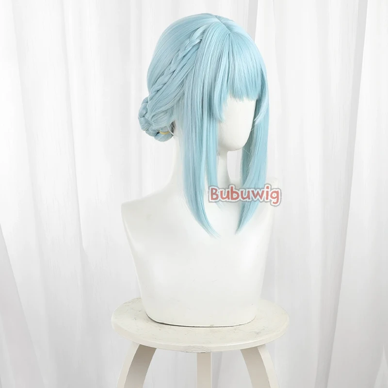 Bubuwig الشعر الاصطناعية Ineffa تأثيري الباروكات لعبة Genshin تأثير Ineffa 60 سنتيمتر طويل مستقيم الضوء الأزرق شعر مستعار مضفر مقاومة للحرارة