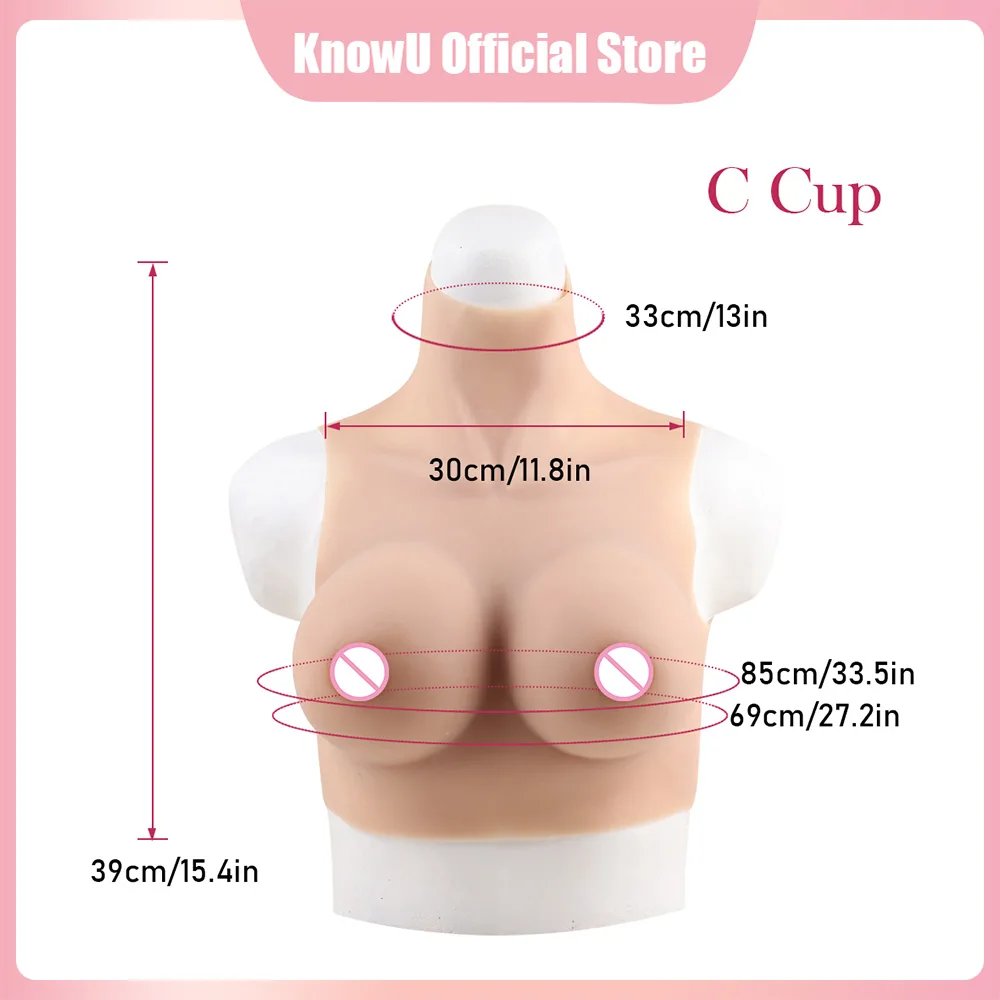 KnowU-Lightweight Silicone Breast Prosthesis With Real Textured Skin for Cosplay Sissy Transsexual Crossdressing Beginners!