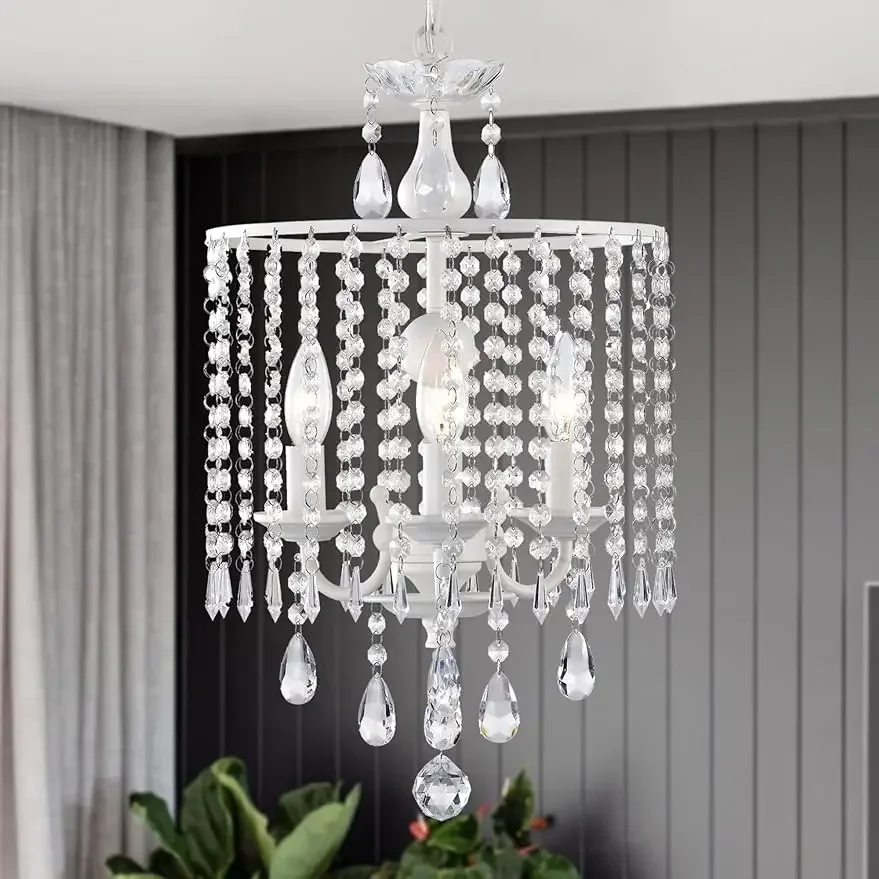 

GHJUYIOL YECTSKI White Chandelier Modern Crystal Chandelier Mini Chandelier Light Fixture Light Round Chandeliers for Bedrooms