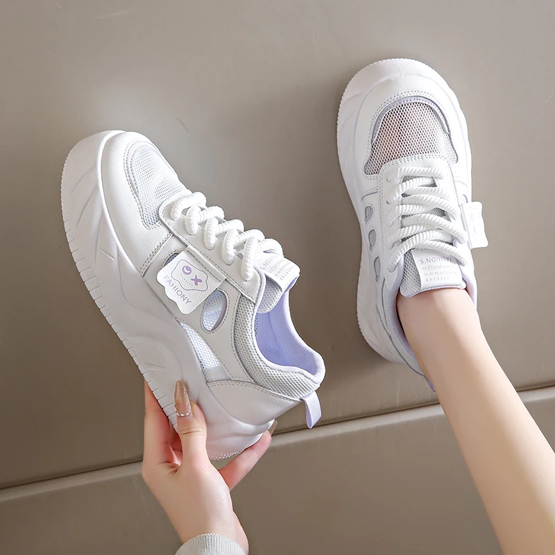 CRLAYDK 2024 Summer New in Women Platform Sneakers Mesh traspirante Walking White Shoes Skatebaording Casual antiscivolo Tennis