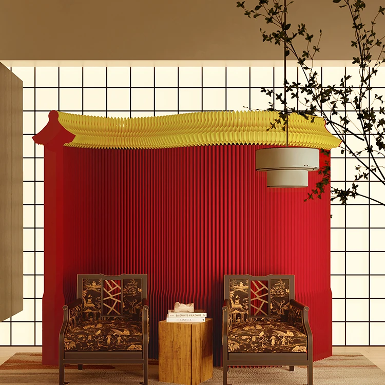 

Screen partition, living room folding mobile Chinese entrance, facing the door, simple background