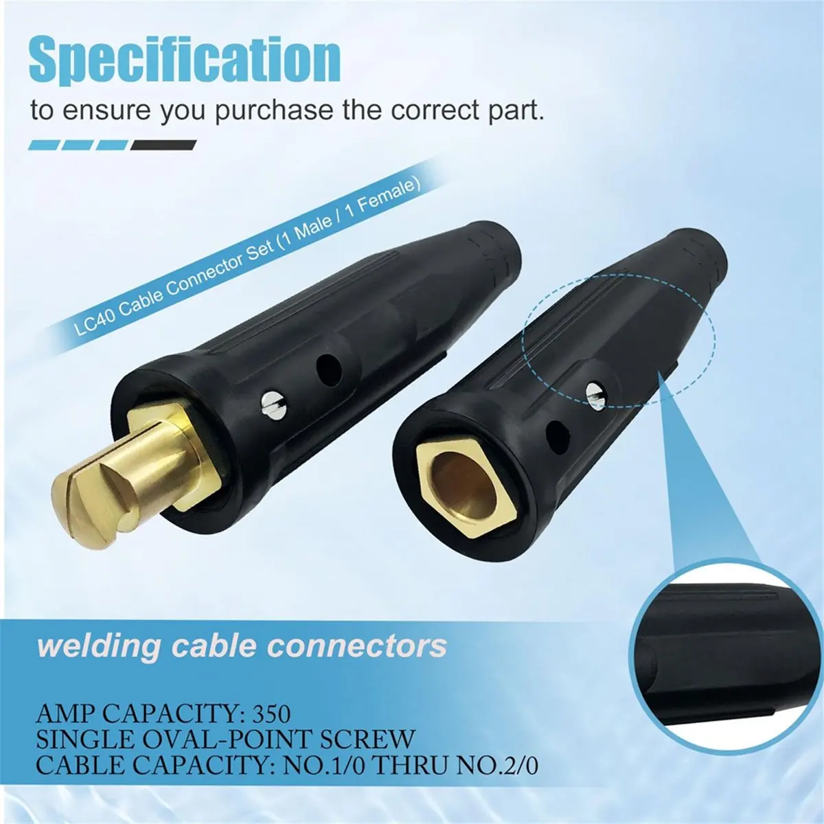 Fits for 2 Pack LC-40 Welding Leads Quick Connector, Male & Female Welding Connectors for Welding Machine Accessories