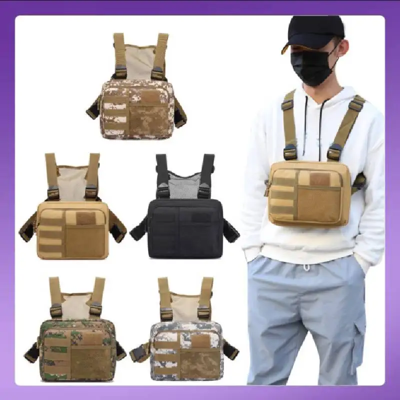 

Outdoor Vest Chest Bag For Men Women, Multifunctional Chest Pack With Built-In Phone Holder Lightweight Chest Rig Pouch Backpack