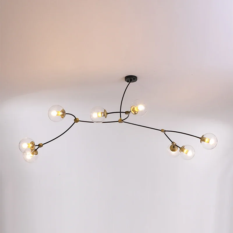 Nordic creative light luxury tree branch chandelier glass bubble magic bean restaurant chandelier living room bedroom home decor