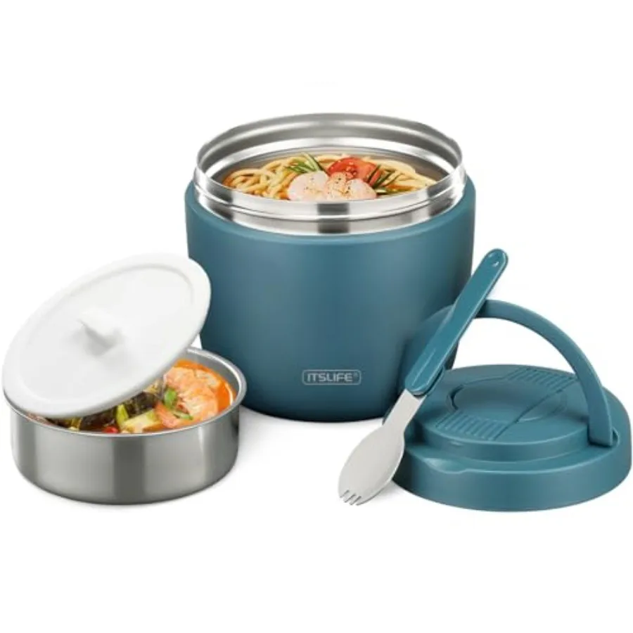 

32oz Insulated Soup Thermo Vacuum Stainless Steel Food Jar for Hot Cold Food Leakproof Wide Mouth Lunch Container with Spoon Te