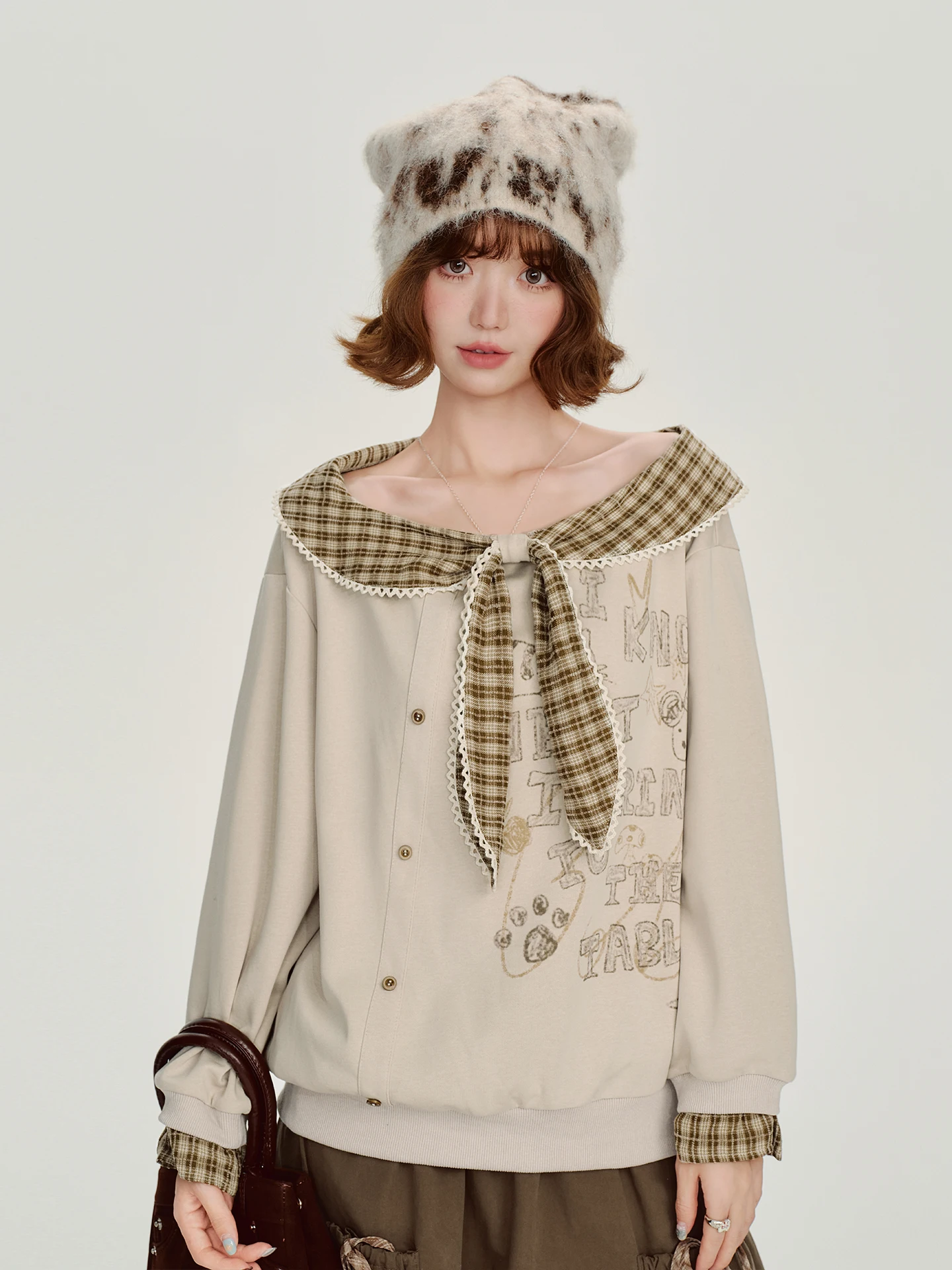 

Женский повседневный свободный топ-футболка из двух частей с эффектом пэчворка, с буквенным принтом, из смешанных тканей, осенняя новинка