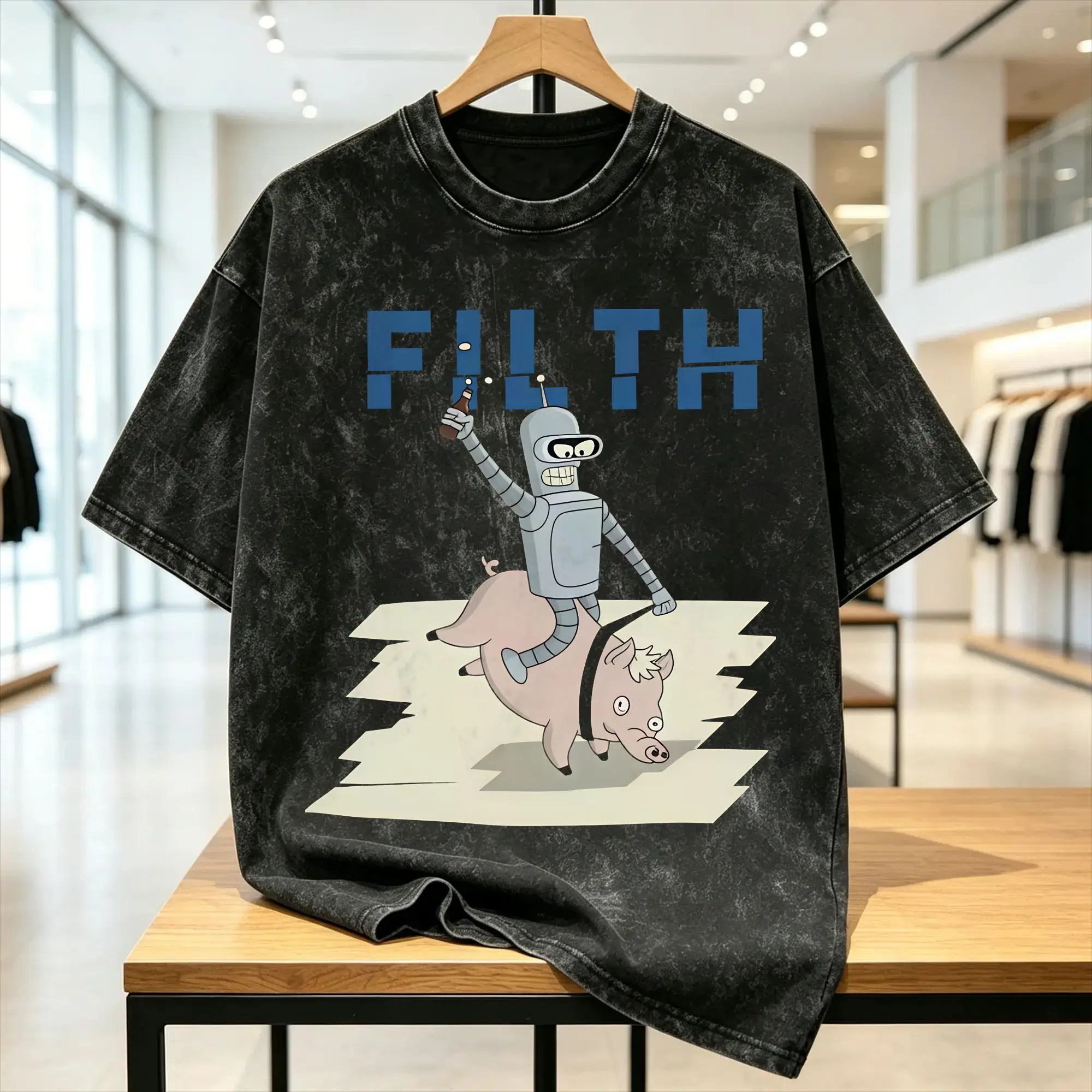 Fashion Futuramas Cartoon Comic T-Shirts for Men Crew Neck 100% Cotton Washed T Shirts  Short Sleeve Tee Shirt Party Clothes