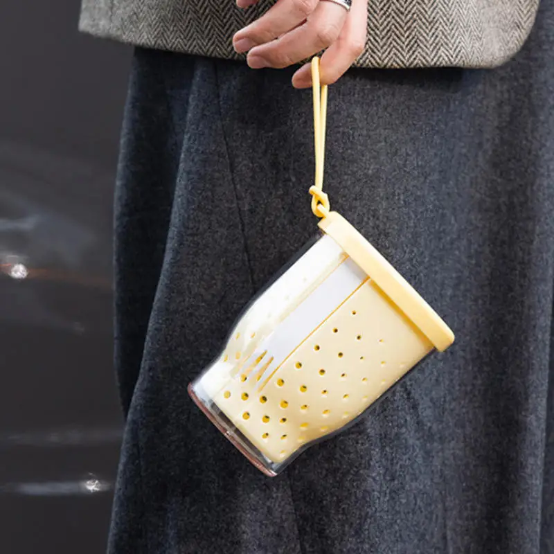 Double-layer Cup Oatmeal Storage Jar Multifunctional Sealed Salad Cup With Spoon Lid Portable Non-slip Fruit Preservation Cup