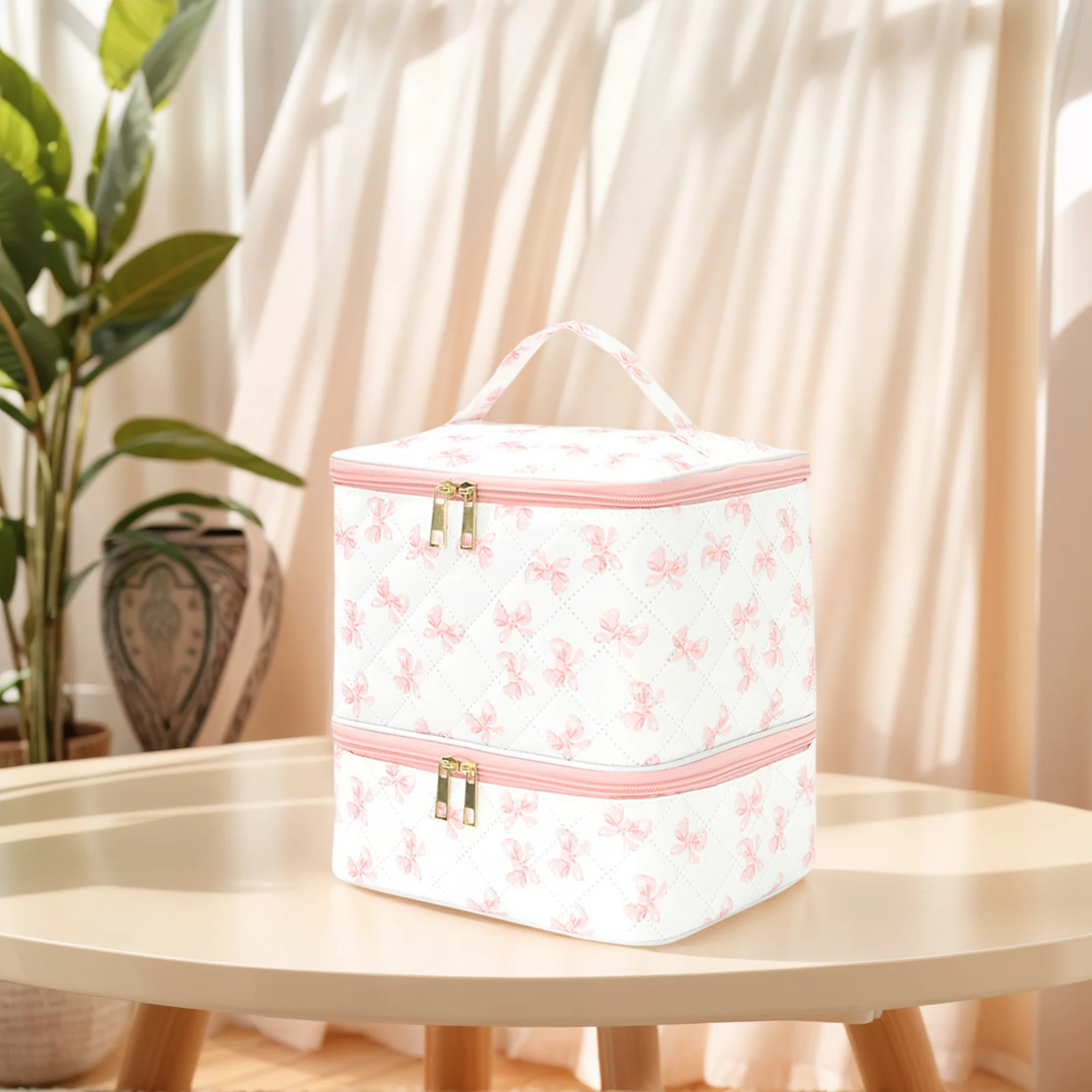 3/Double Layer Travel Makeup Bag Large Capacity Cosmetic Bag Nail Polish Storage Bag for Women Travel Accessories Organizer