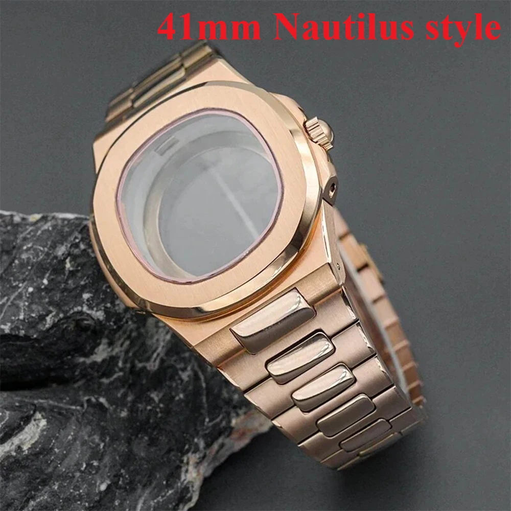 

41mm NH35 Watch Cases Sapphire Crystal Glass Watch Parts For Nautilus Watch Case NH34/NH35/NH36/NH38 Movement Waterproof