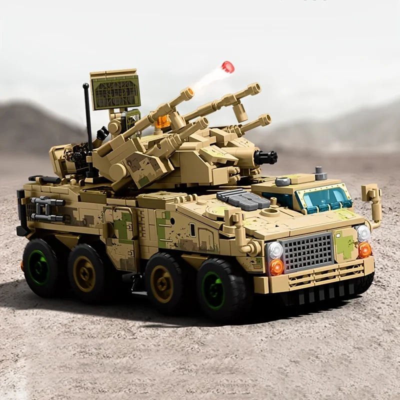 765 قطعة مكعبات بناء مركبات المدفعية المضادة للطائرات ، سلسلة عسكرية سيارة تجميع نموذج الطوب ، ألعاب الأطفال