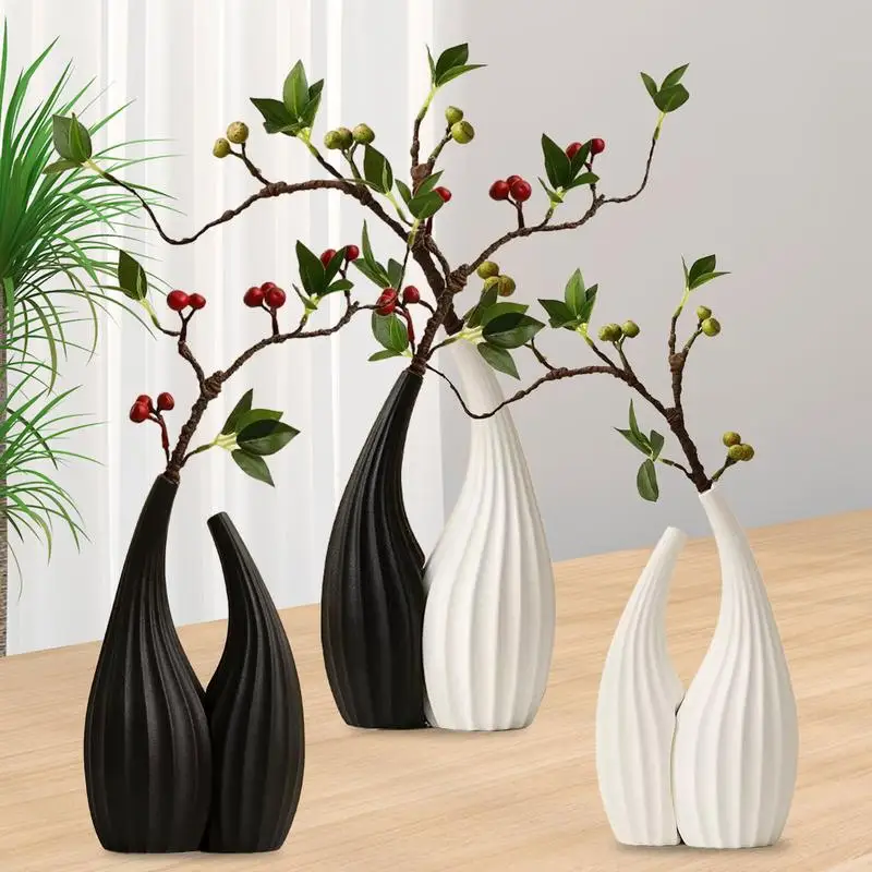 

2PCS Creative Bookshelf Vase Boho Style Ceramic Flower Vase European Style Glossy Flower Vase Modern Decorative Vases Room Decor