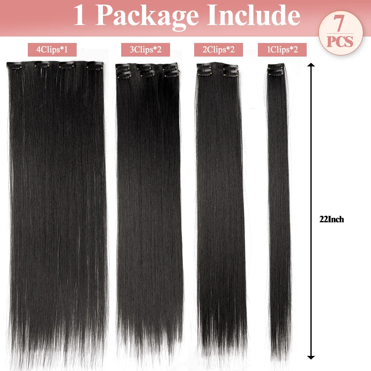 16Clips Long Straight Synthetic Clip On Hair Extensions Naturel High Temperature Fiber Blonde Black Brown Hairpiece BUDABUDA