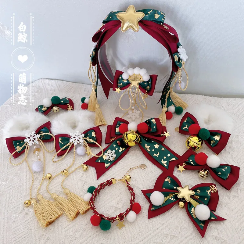 Diseño Original de Año Nuevo, tocado de lolita navideño, horquilla, gancho para el pelo, accesorios para el cabello hanfu