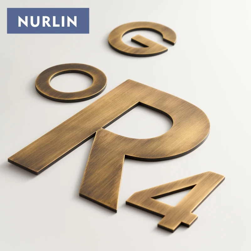 Nurlin Solid Brass Multiple Sizes Digital Courtyard Outdoor Doors Signage of the House Hassle Free Installation Old Bronze Color