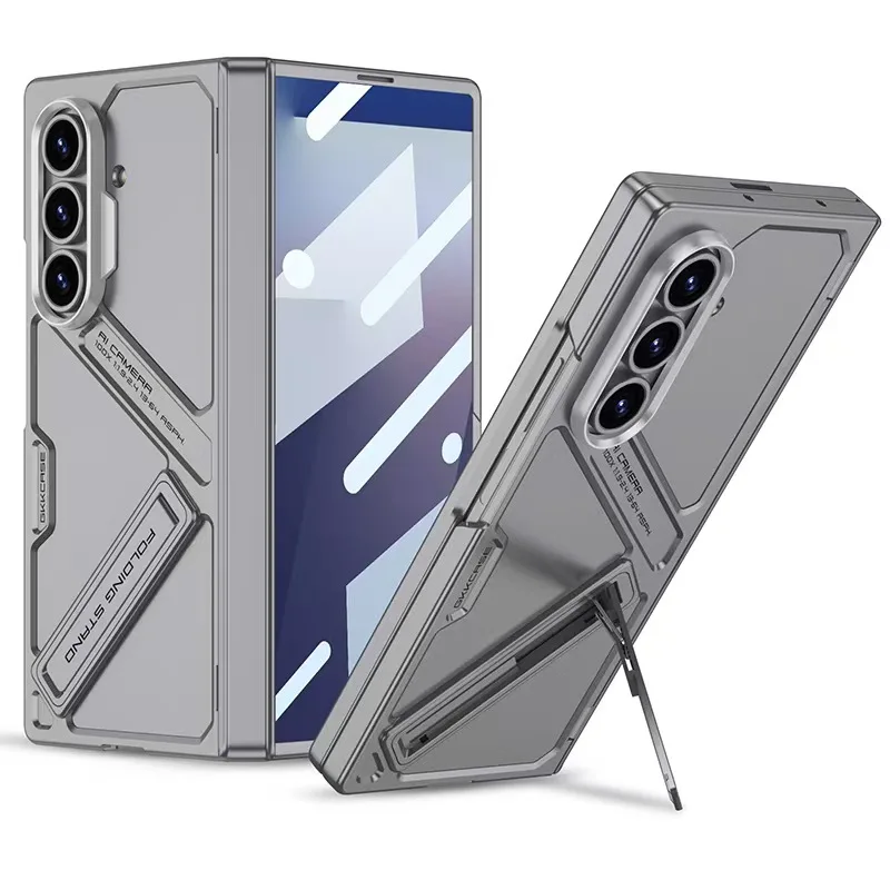case for Samsung Z FOLD 7 6 Integrated shell and membrane protective case full coverage With Holder Kickstand Shock Proof plain