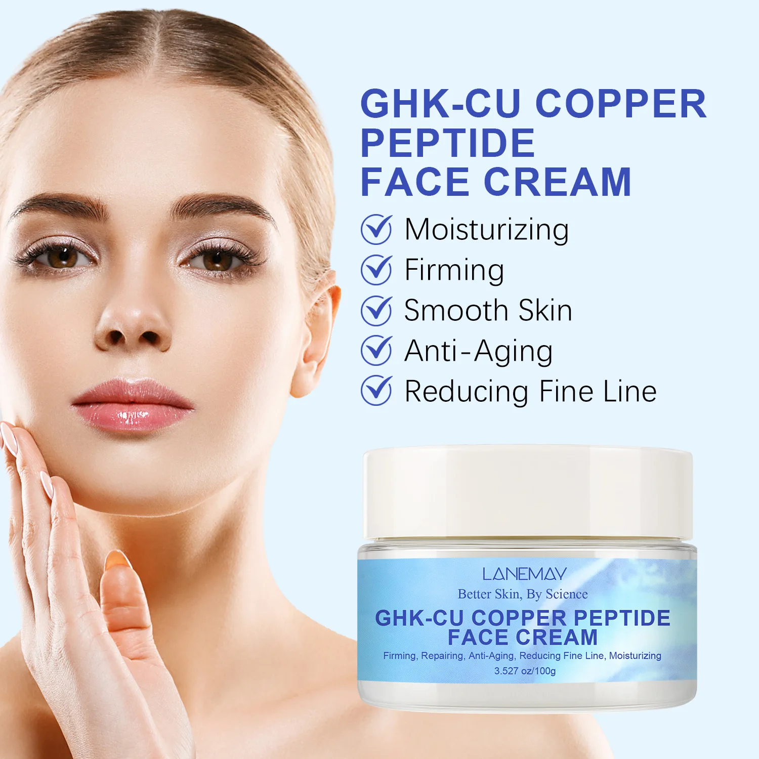 Blue-Copper Peptide Moisturize Cream Plain Stay Up Cream Asian Facial Care Face Cream Glow Recipe Korean Cosmetics Health&beauty