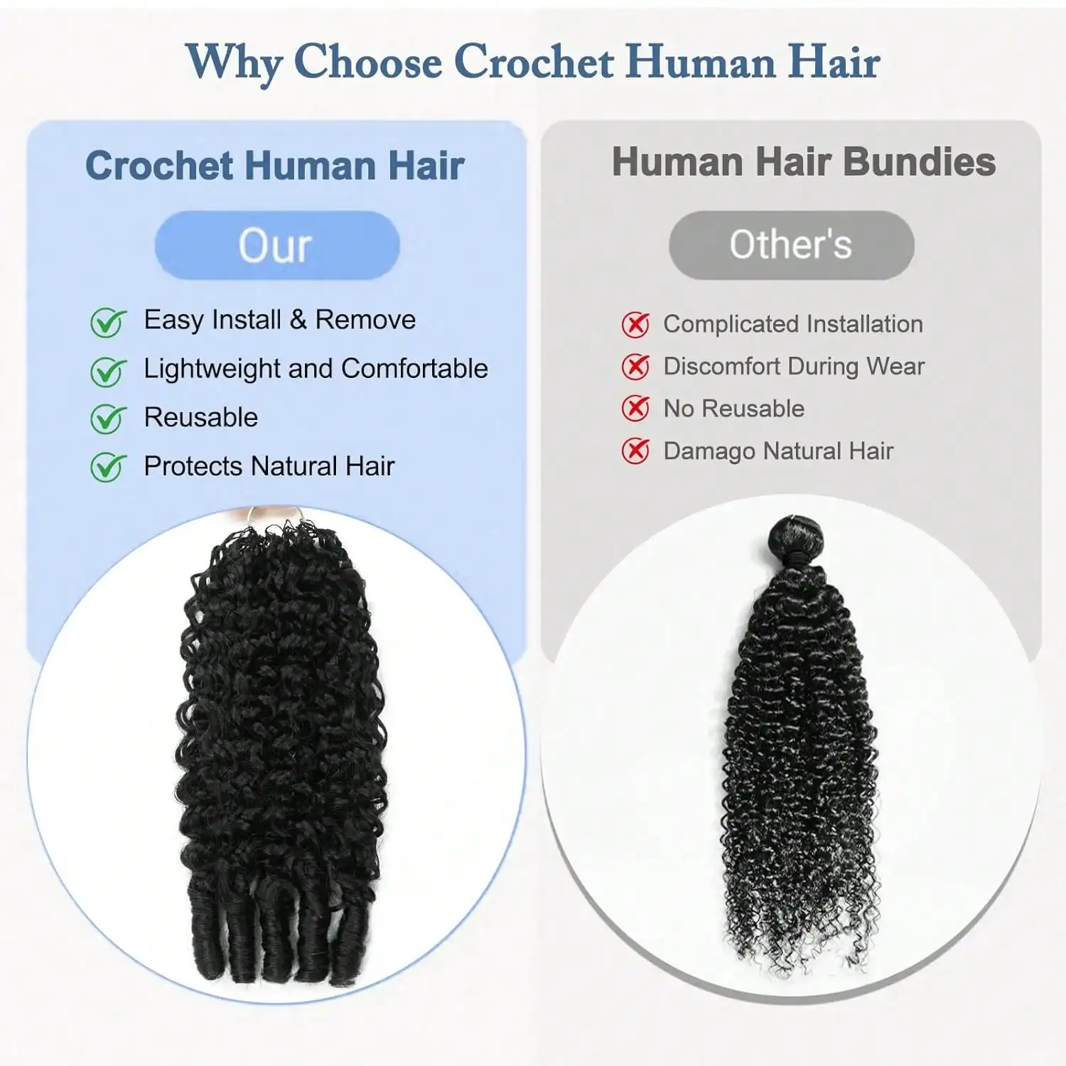Burmese Curly Crochet Human Hair Pre Looped Feather For Black Women Pre Separated Pre Looped Knotless Burmese Curly Hair 10-30 inches For Braiding view 8
