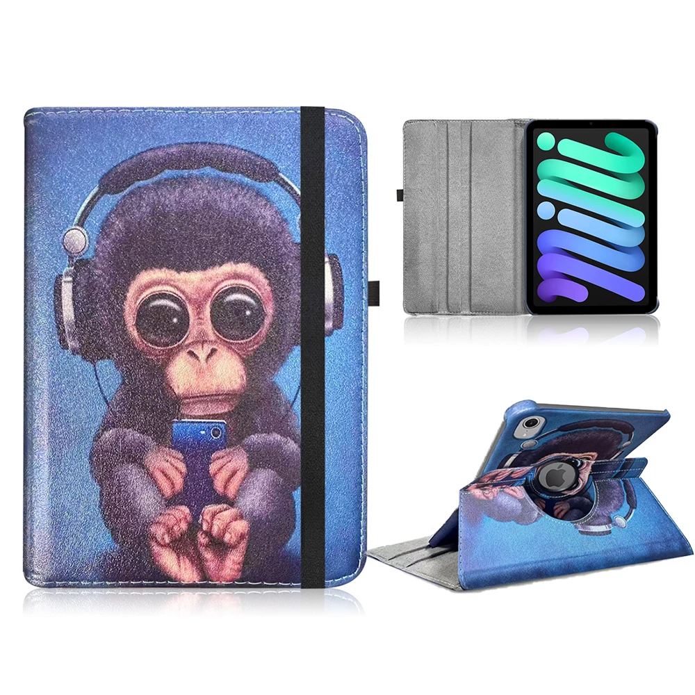 For iPad mini 6 8.3 inch 2021 tablet leather case， 360 degree rotating bracket protective leather cover