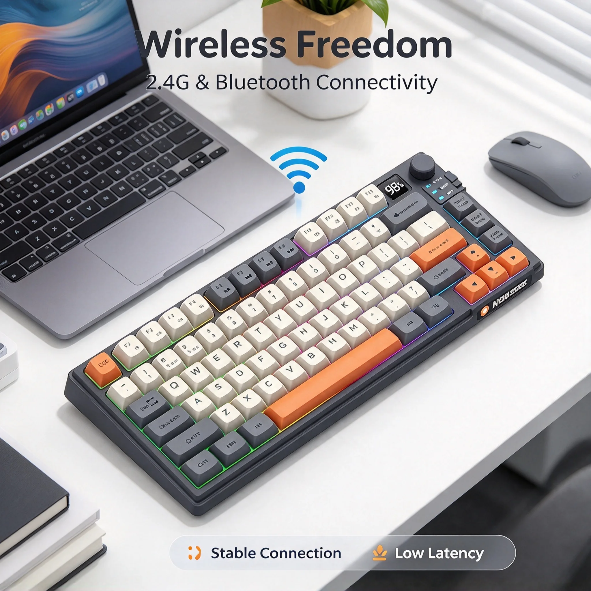 Wireless 2.4G Bluetooth Dual-Mode Gaming Keyboard Backlit Mechanical Touch Feel Gamer PC Keyboard For Computer Laptop Tablet
