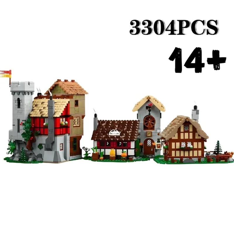 Bloques de construcción cuadrados de ciudad Medieval compatibles con decoración del hogar arquitectura europea juguetes creativos para niños y adultos regalos 3304 Uds