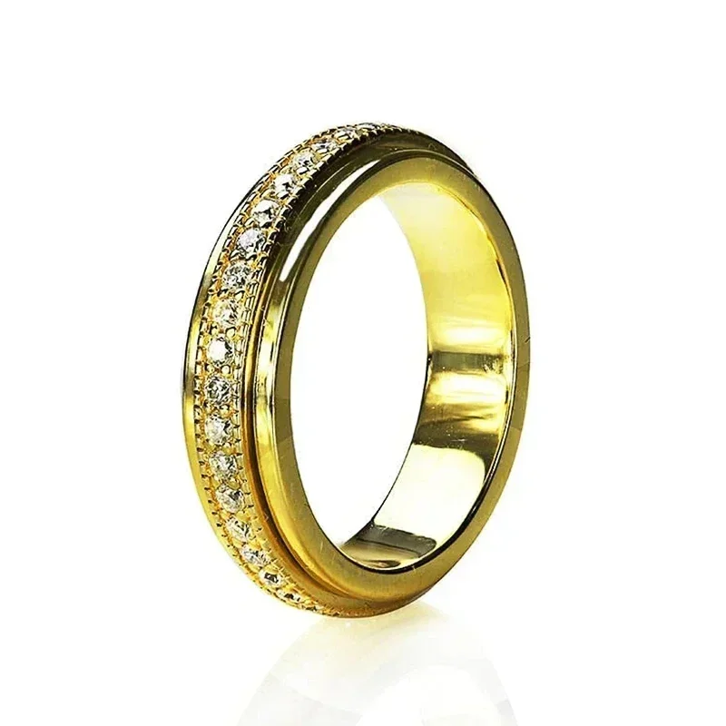 2026 Eternity Wedding Band Women Rings Gold Color Luxury Paved One Lone CZ Stone Proposal Engagement  Hot Fashion Jewelry