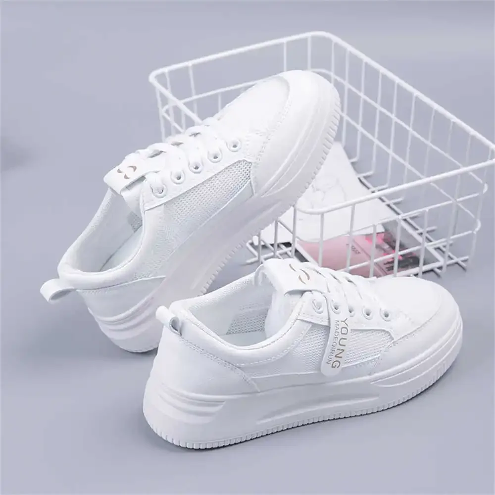 Flat Sole 36-37 Women's Shoes Luxury Sneakers Vulcanize Black And White Boots Lace Up Shoes Sports Portable Link Vip