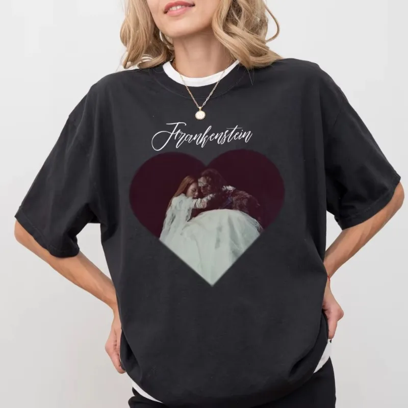 Frankenstein Poster, Featuring Elizabeth and A Monster/creature T-shirt Horror Gothic Movie; Neutral Streetwear Y2K