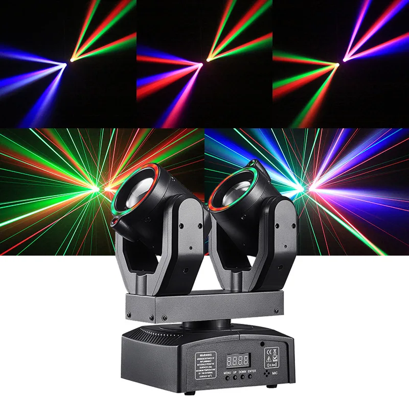 Projecteur laser à double tête DMX512 avec effets de bande lumineuse, éclairage de scène, DJ, discothèque, Noël, anniversaire, spectacle de danse, fête, lumières de fête