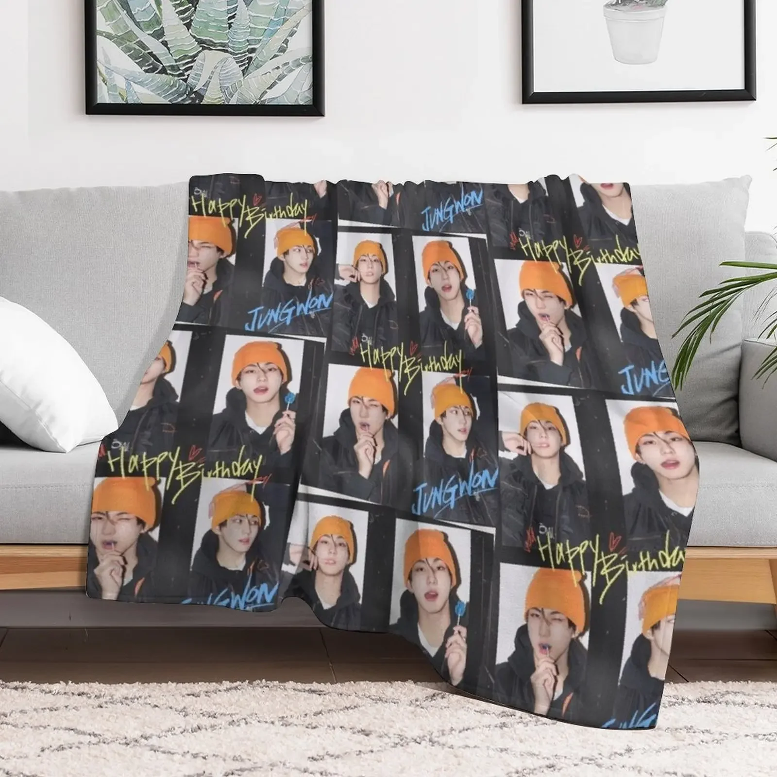 JUNGWON birthday (KPOP) Throw Blanket Bed linens for sofa Hair Blankets