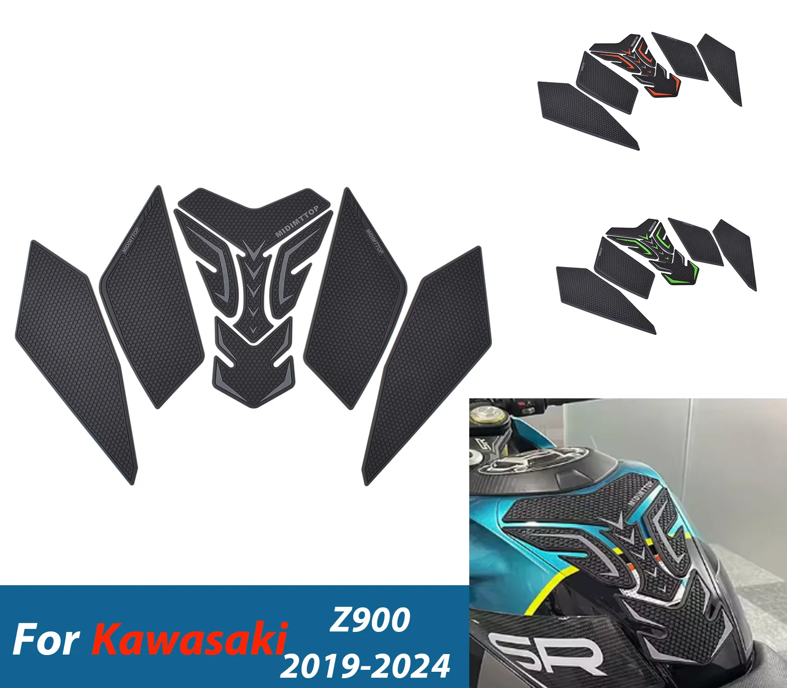 For Kawasaki Z900 2019-2024 Adesivi Moto Tank Traction Side Pads Knee Grip Fuel Tank Decal Motorcycle Protect Accessories
