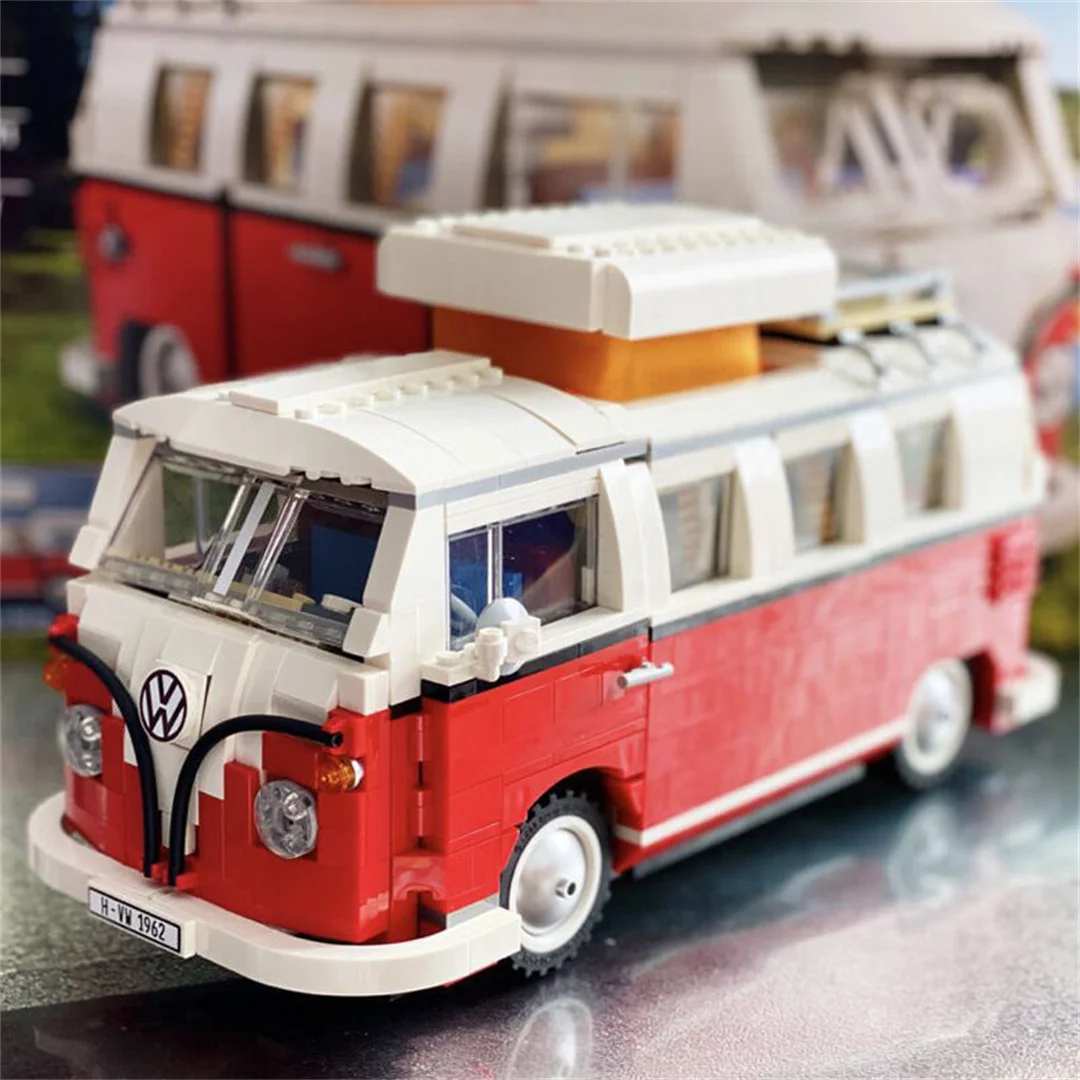 

Vintage Camping Bus Car Model Simulation Building Block Toy Educational Toy Difficult Building Block Building Children's toy