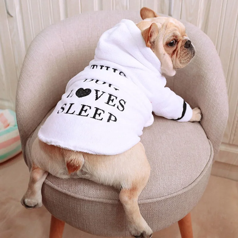 Comfortable Soft Pet Dog Bathrobe High Absorbent Dog Pajamas Sleeping Clothes Indoor Puppy Cat Bath Drying Tower Clothes