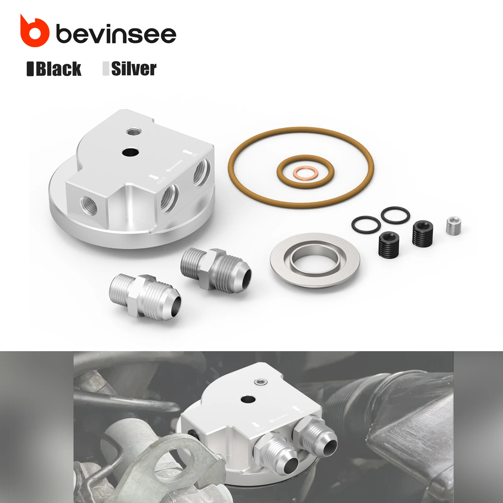 غطاء فلتر الزيت مع تركيبات مبرد الزيت و2 منافذ مستشعر لسيارات BMW E36 325i M3، E46 M3، E34 520i 525i، استبدال 11421711075,11421741000 #1