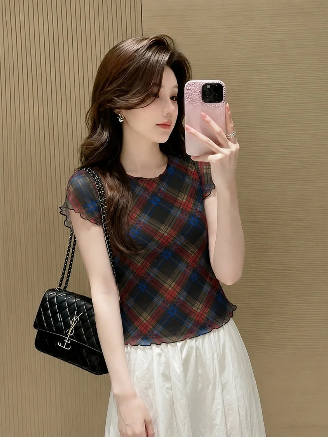 

Retro Korean Style Slim Fit Short Sleeve T-Shirt Polka Dot Elegant Summer Top for Women Fashionable And Stylish Innerwear