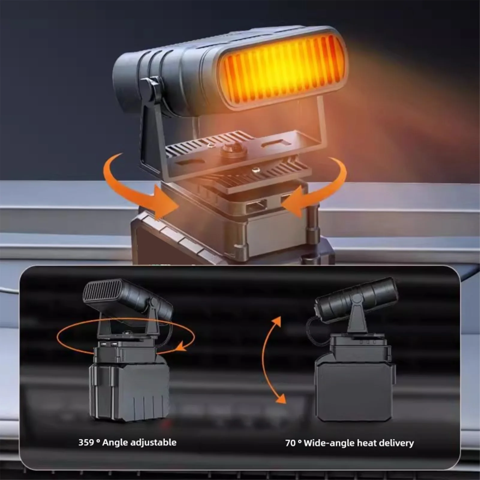 【New】Cordless Space Heater Suitable for Makita BL1830 BL1850 BL1840 Battery 2 Gears Quiet Small Space Heater with Dual USB Ports