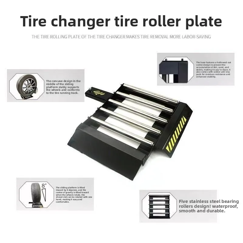 Tire roller plate, tire shovel roller plate, auxiliary shovel cutting labor-saving fast rolling plate sliding base