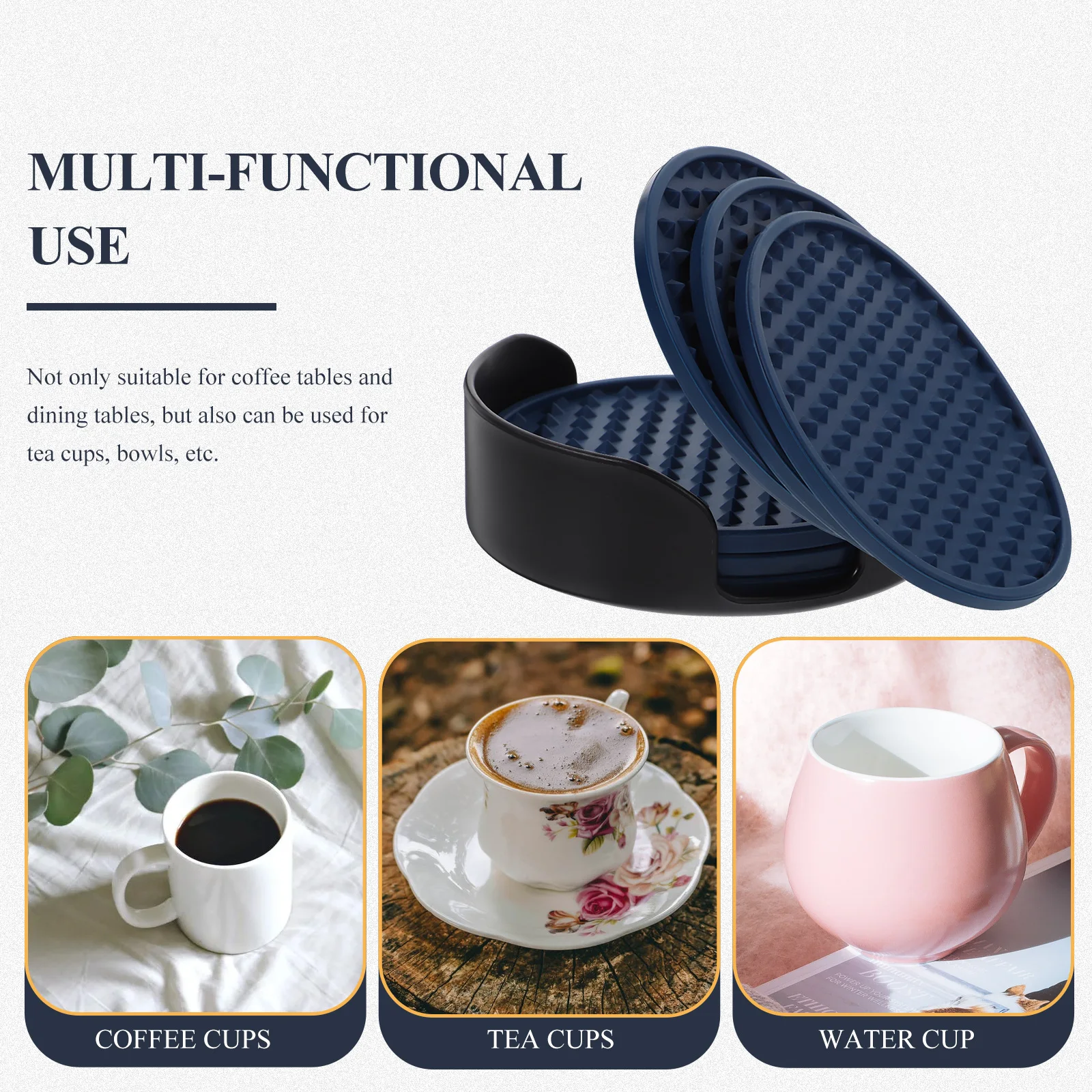 

Cups Silicone Coaster Mats for Table European Style Anti-scald Holder Round Tabletop