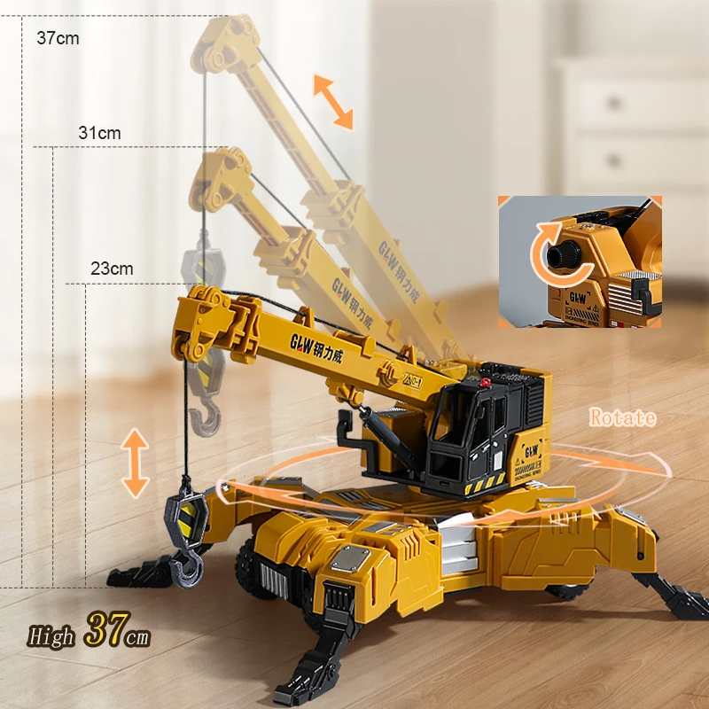 1:40 4 รูปแบบสี่ขารถบรรทุกเปลี่ยนวิศวกรรมยานพาหนะก่อสร้าง Alloy Crane Excavator ของเล่นเด็กของขวัญ